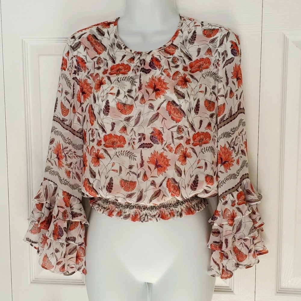 MISA Los Angeles | Flouncy Floral Blouse Sz S